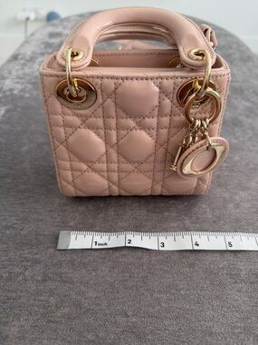 Dior Micro Patent Cannage Top-Handle Bag in Light Pink with Gold Hardware